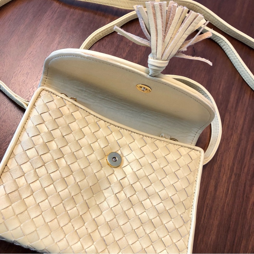 VINTAGE Talbots Yellow Woven Crossbody Bag / Clutch Spring / Summer Cottagecore - Picture 7 of 14
